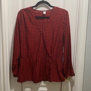 Red and black plaid blouse